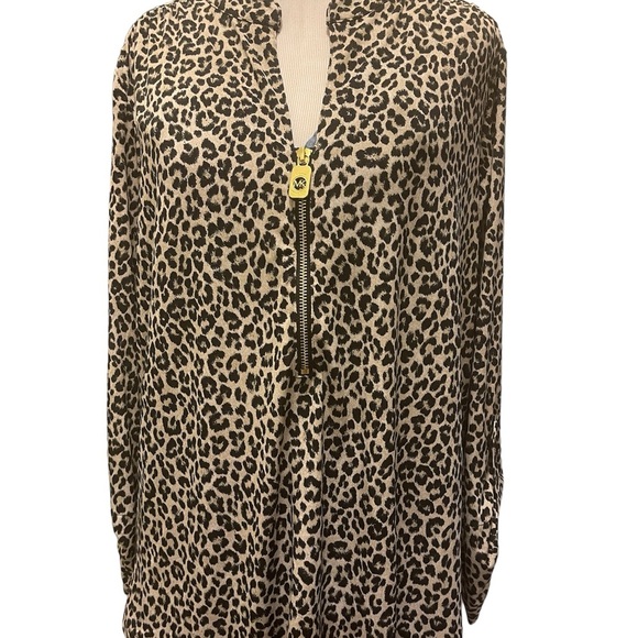 Michael Michael Kors Blouse Multicolor Half Zip Stretch. - Picture 3 of 10